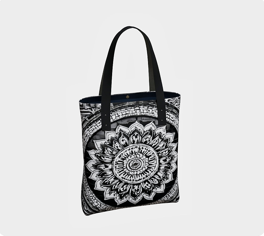 Mandala Black & White Canvas Tote