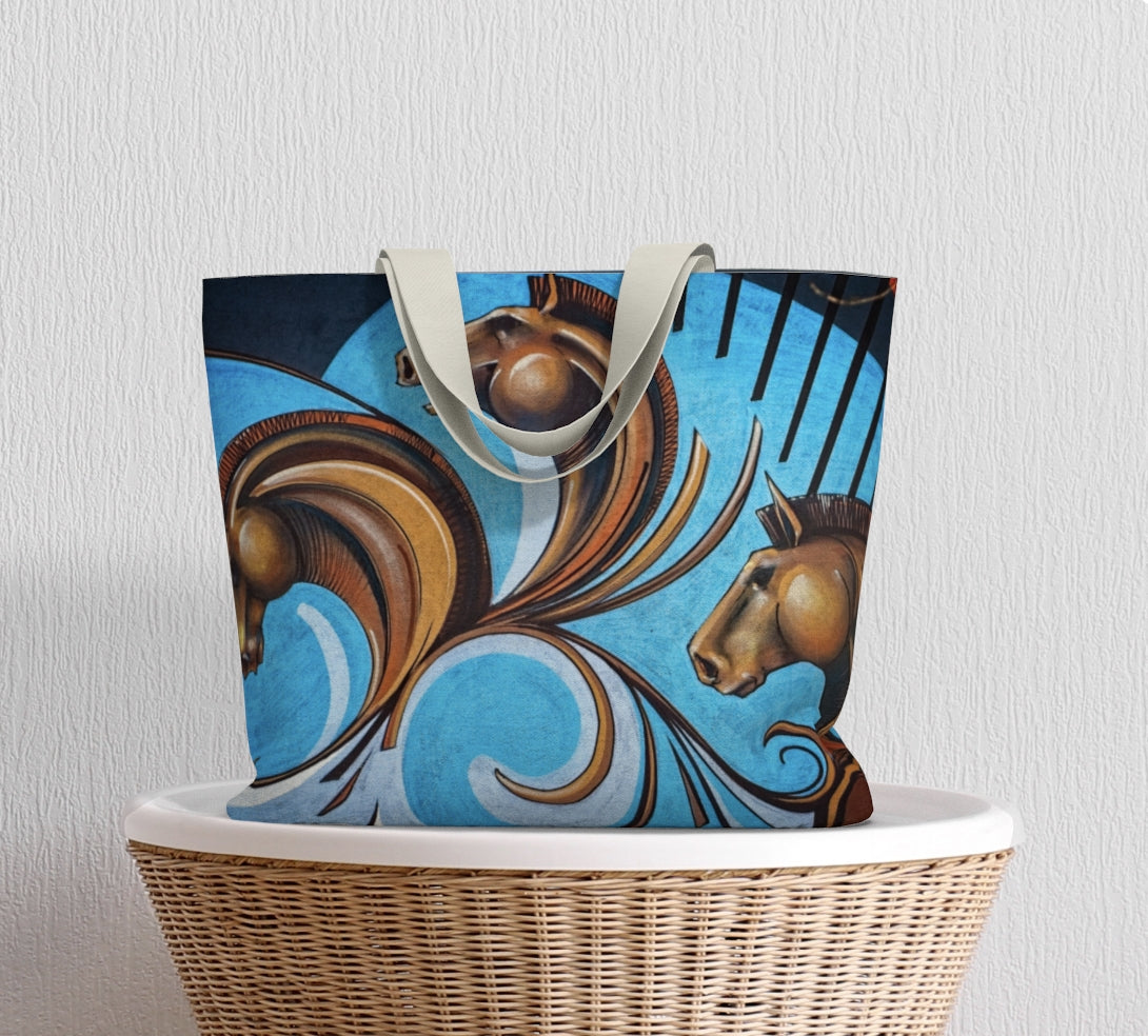 Graffiti Horses Canvas Tote
