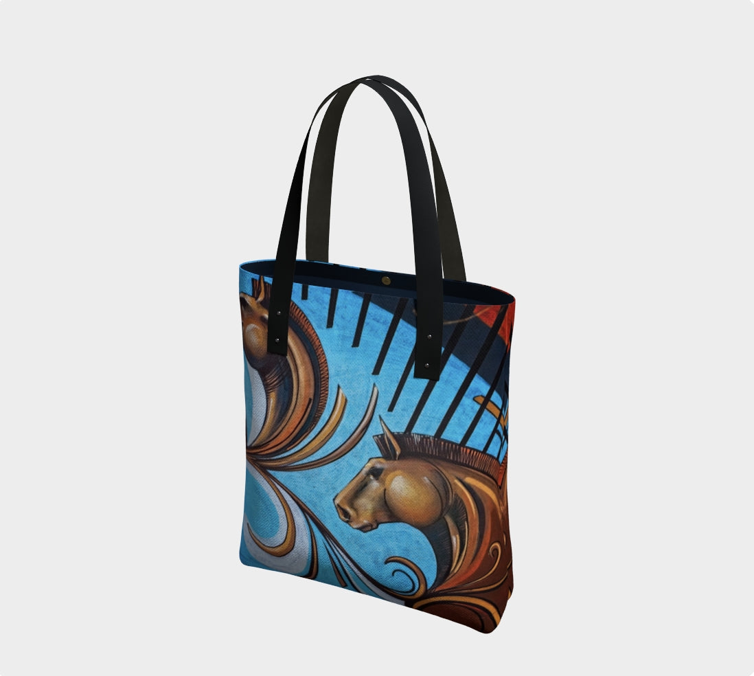Graffiti Horses Canvas Tote