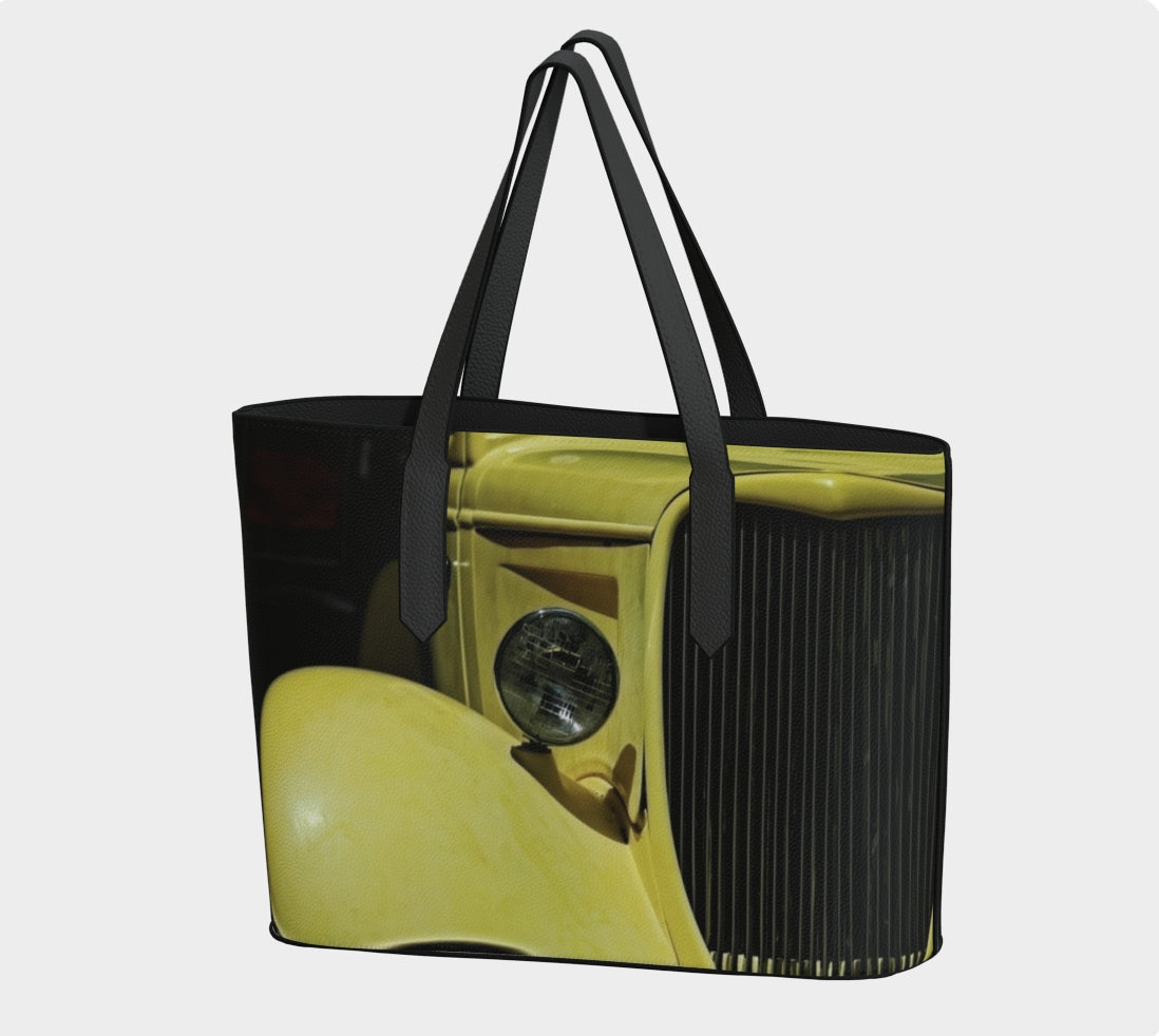 Mean Machine Photo Art Vegan Leather Tote