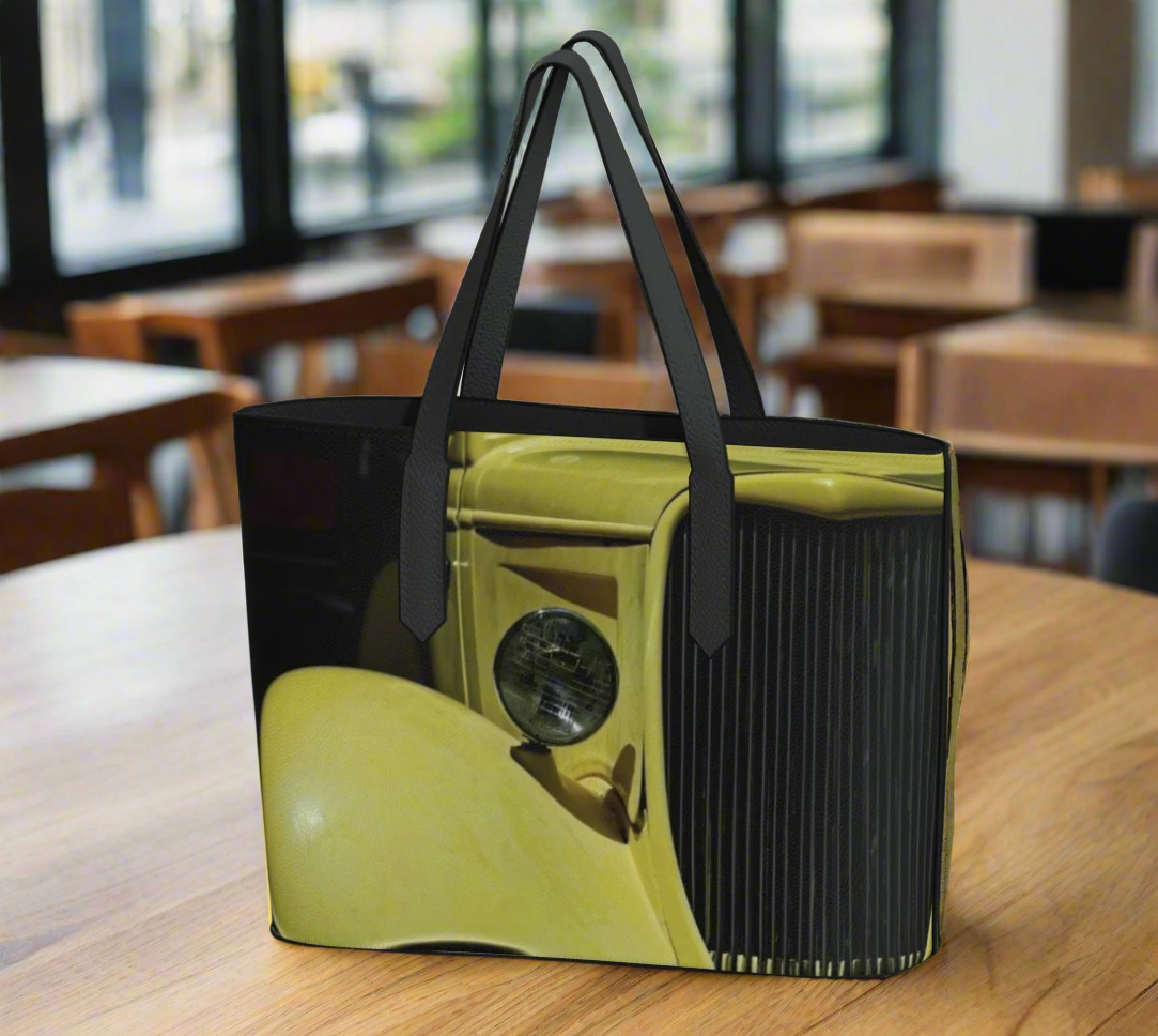 Mean Machine Photo Art Vegan Leather Tote