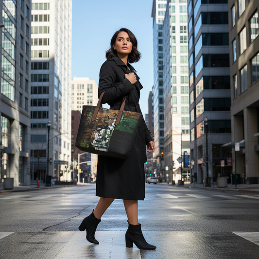 "Faces" Vegan Leather Tote