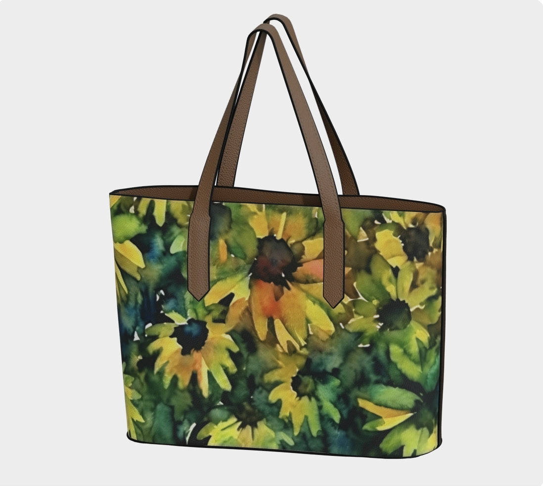 Brown Eyed Susans Photo Art Vegan Leather Tote
