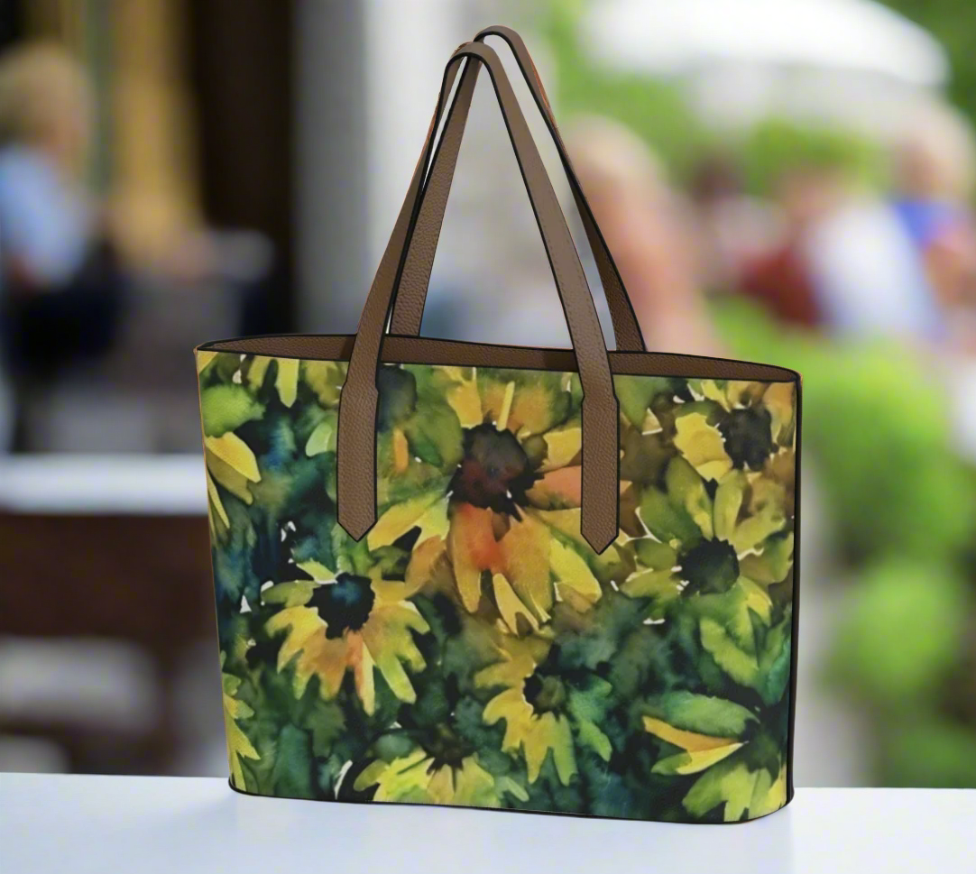 Brown Eyed Susans Photo Art Vegan Leather Tote