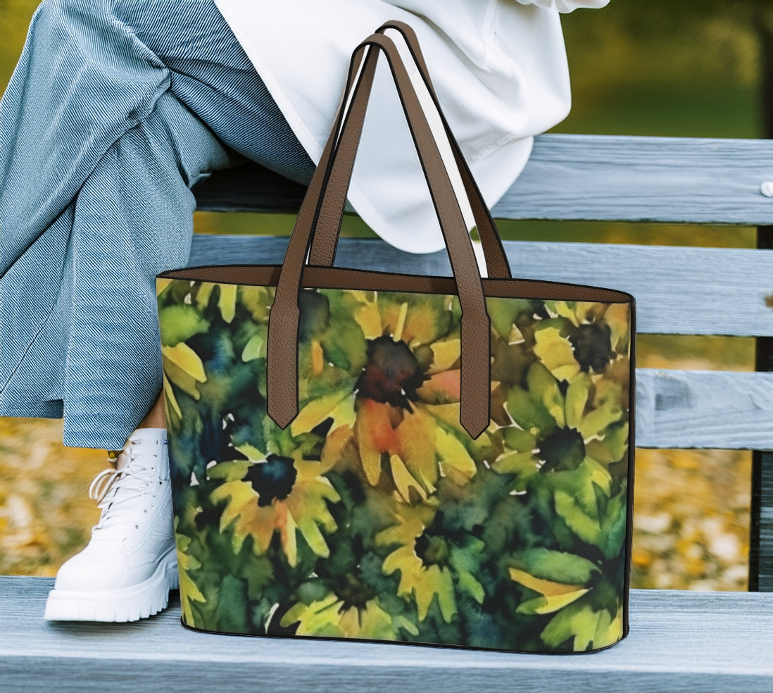 Brown Eyed Susans Photo Art Vegan Leather Tote