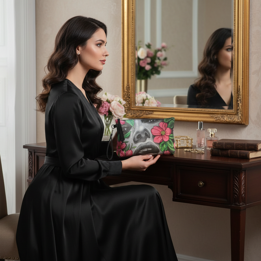 "Floral Secret" Vegan Leather Essential Pouch