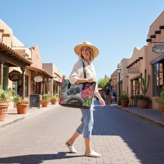 "Floral Secret" Vegan Leather Tote