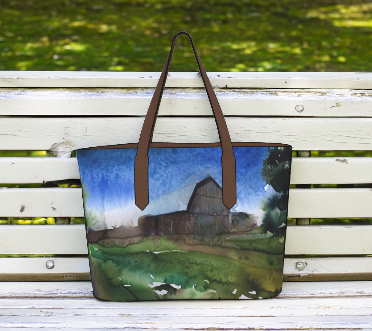 Homestead Photo Art Vegan Leather Tote