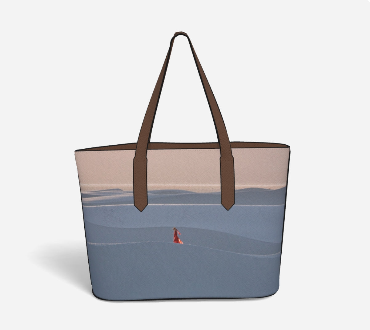 Lady in Red Photo Art Vegan Leather Tote