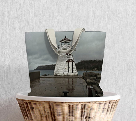 Lions Head Lighthouse Canvas Tote
