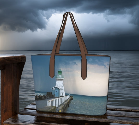 Port Dover After the Storm Photo Art Vegan Leather Tote