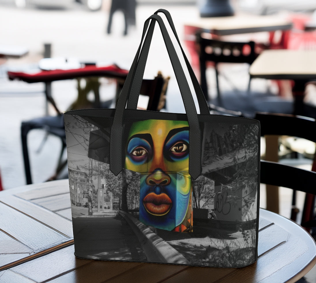 Speak City Streets Photo Art Vegan Leather Tote