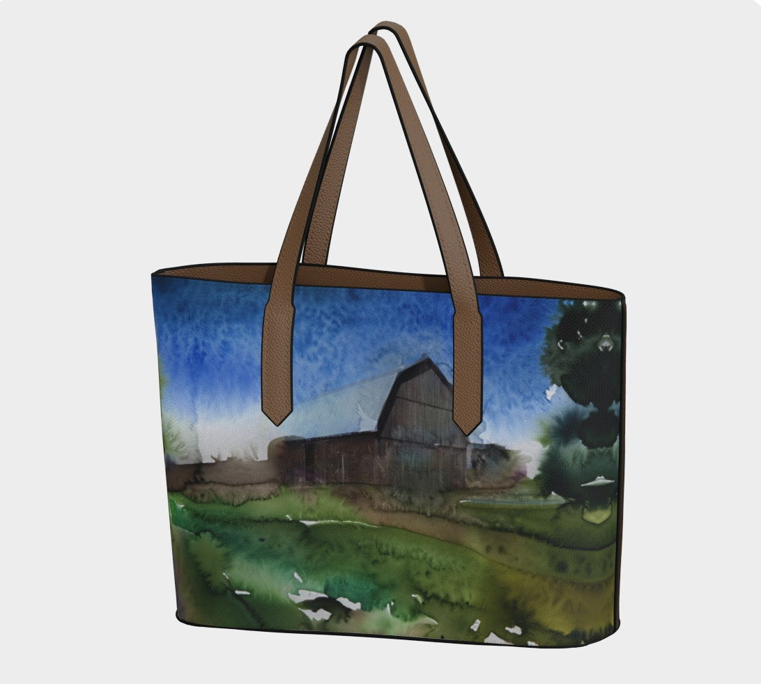 Homestead Photo Art Vegan Leather Tote