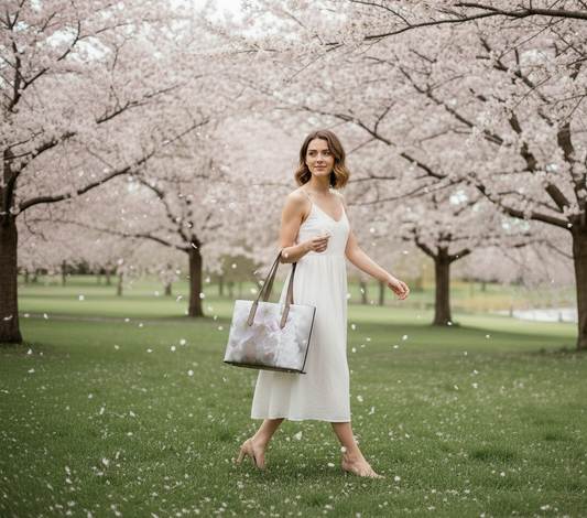 "Victoria Cherry Blossom" Vegan Leather Tote